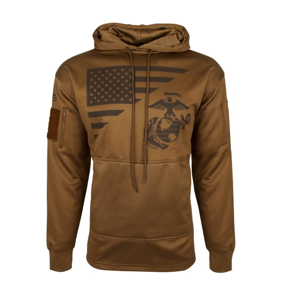 US Flag / USMC Eagle, Globe, & Anchor Concealed Carry Hoodie Coyote