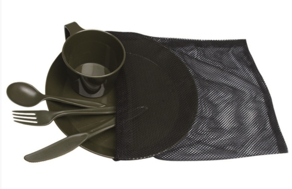 CAMP-SET (TELLER,TASSE,BESTECK) OLIV