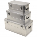 Alu Transportkiste 3er Set, 34 l, 55 l, 100 l
